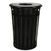 WITT Oakley Collection Outdoor Waste Receptacle with Flat Top - 36 Gallon, Black
